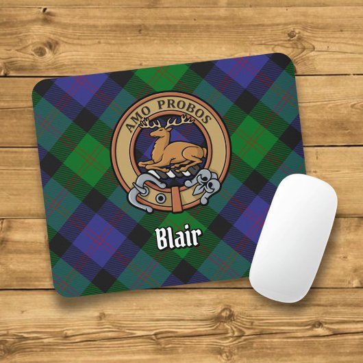 Clan Blair Wappen über Tartan Mousepad