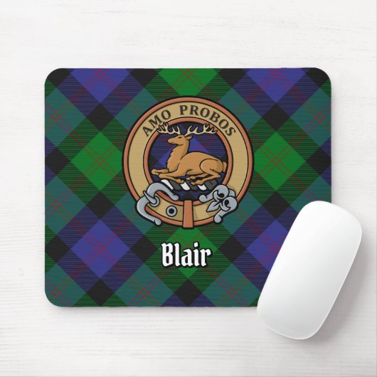 Clan Blair Wappen über Tartan Mousepad (Mit Mouse)