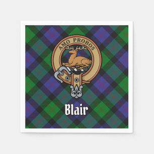 Clan Blair Wappen über Tartan Serviette