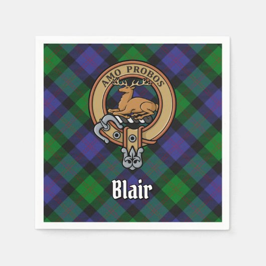 Clan Blair Wappen über Tartan Serviette (Vorderseite)