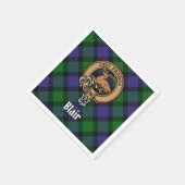 Clan Blair Wappen über Tartan Serviette (Ecke)