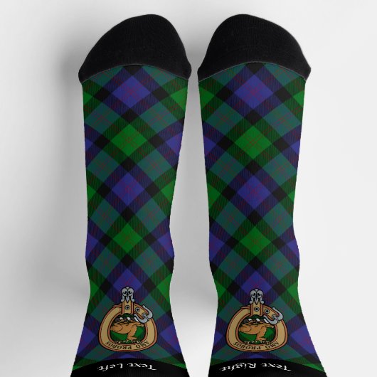 Clan Blair Wappen über Tartan Socken (Oben)