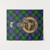 Clan Blair Wappen über Tartan Wandteppich (Vorderseite (Horizontal))