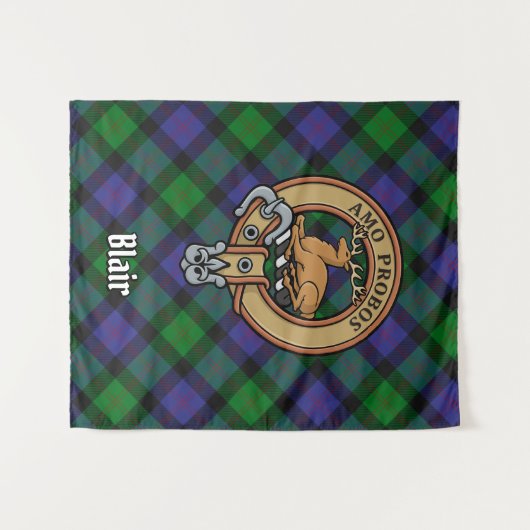 Clan Blair Wappen über Tartan Wandteppich (Vorderseite (Horizontal))