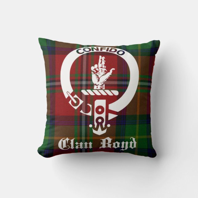 Clan Boyd Tartan und Wappen Throw Kissen (Vorderseite)