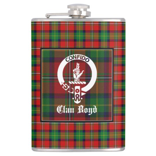 Clan Boyd Wappen Abzeichen & Tartan Flachmann (Vorderseite)
