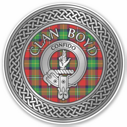 Clan Boyd Wappen & Tartan Knot Aufkleber (Vorderseite)