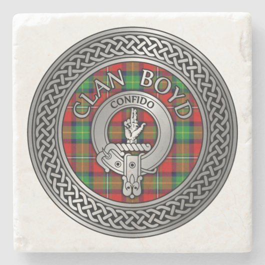Clan Boyd Wappen & Tartan Knot Steinuntersetzer (Vorderseite)