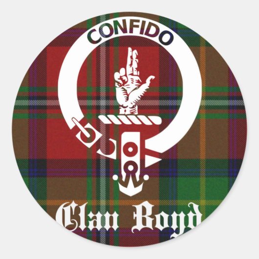 Clan Boyd Wappen Tartan Runder Aufkleber (Vorderseite)