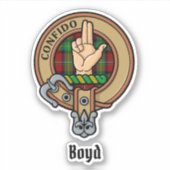 Clan Boyd Wappen über Tartan Aufkleber (Vorderseite)