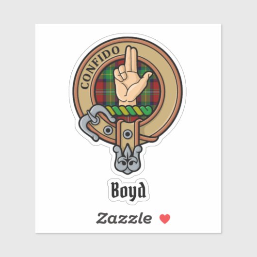 Clan Boyd Wappen über Tartan Aufkleber (Blatt)