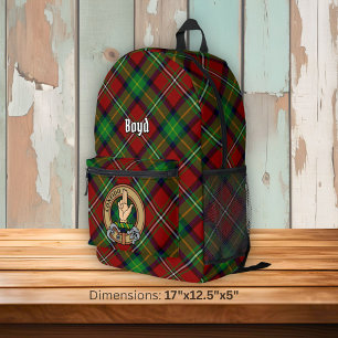 Clan Boyd Wappen über Tartan Bedruckter Rucksack