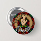 Clan Boyd Wappen über Tartan Button (Vorne & Hinten)