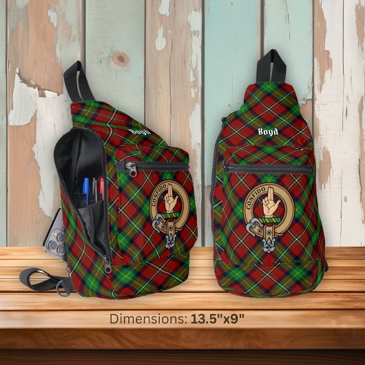 Clan Boyd Wappen über Tartan Crossbody Bag
