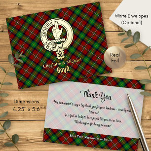 Clan Boyd-Wappen über Tartan Folie Einladungspostkarte