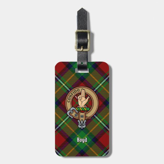Clan Boyd Wappen über Tartan Gepäckanhänger (Vorderseite vertikal)