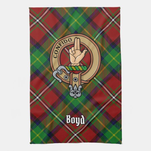 Clan Boyd Wappen über Tartan Geschirrtuch (Vertikal)