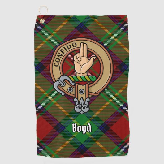 Clan Boyd Wappen über Tartan Golfhandtuch (Vorderseite)