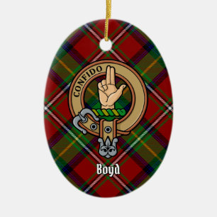 Clan Boyd Wappen über Tartan Keramik Ornament