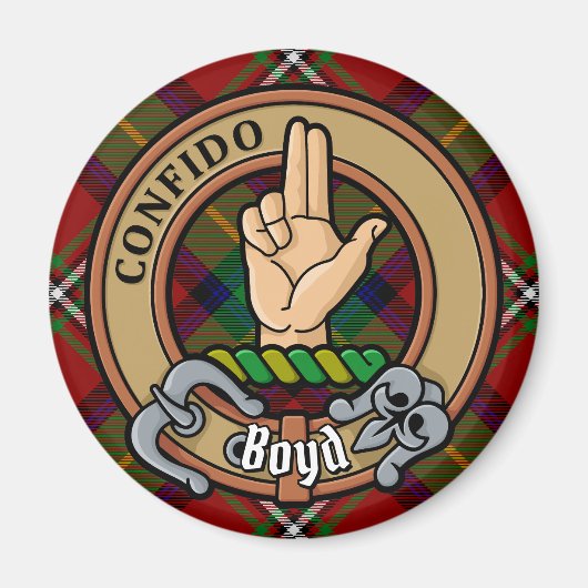 Clan Boyd Wappen über Tartan Magnet (Vorne)