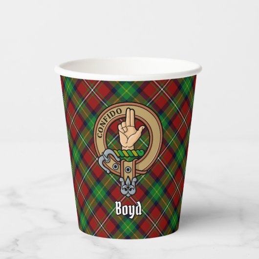 Clan Boyd Wappen über Tartan Pappbecher (Vorderseite)