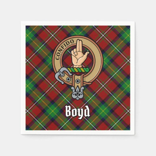 Clan Boyd Wappen über Tartan Serviette (Vorderseite)