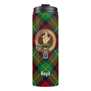 Clan Boyd Wappen über Tartan Thermosbecher