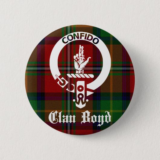 Clan Boyd Wappenabzeichen und Tartan Button (Vorderseite)