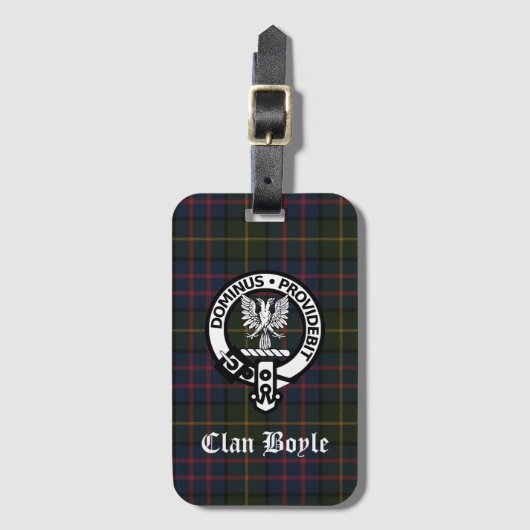 Clan Boyle Wappen Abzeichen & Tartan Gepäckanhänger (Vorderseite Vertikal)