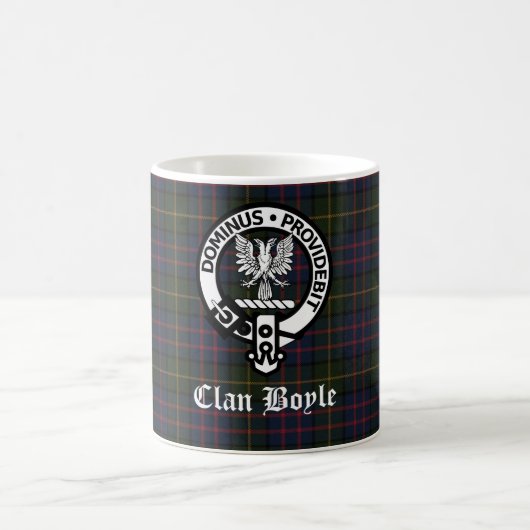Clan Boyle Wappen Abzeichen & Tartan Kaffeetasse (Mittel)