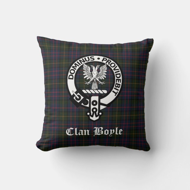 Clan Boyle Wappen Abzeichen & Tartan Kissen (Vorderseite)
