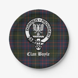 Clan Boyle Wappen Abzeichen und Tartan Pappteller