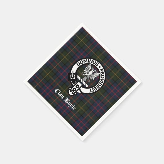 Clan Boyle Wappen Abzeichen und Tartan Serviette (Ecke)
