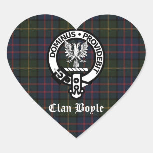 Clan Boyle Wappen & Tartan Herz-Aufkleber
