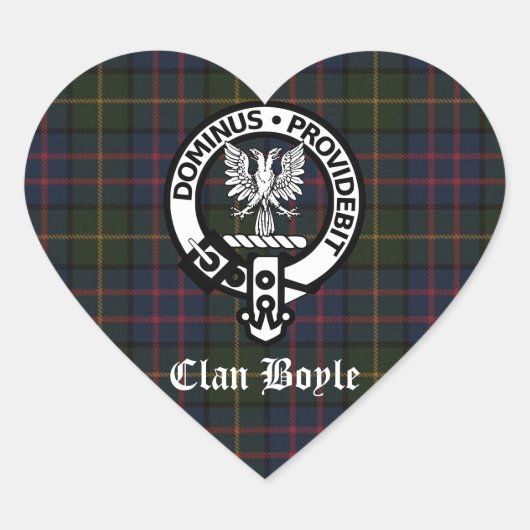 Clan Boyle Wappen & Tartan Herz-Aufkleber (Vorderseite)