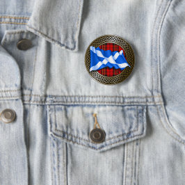 Clan Brodie Tartan Knot & Flag Button