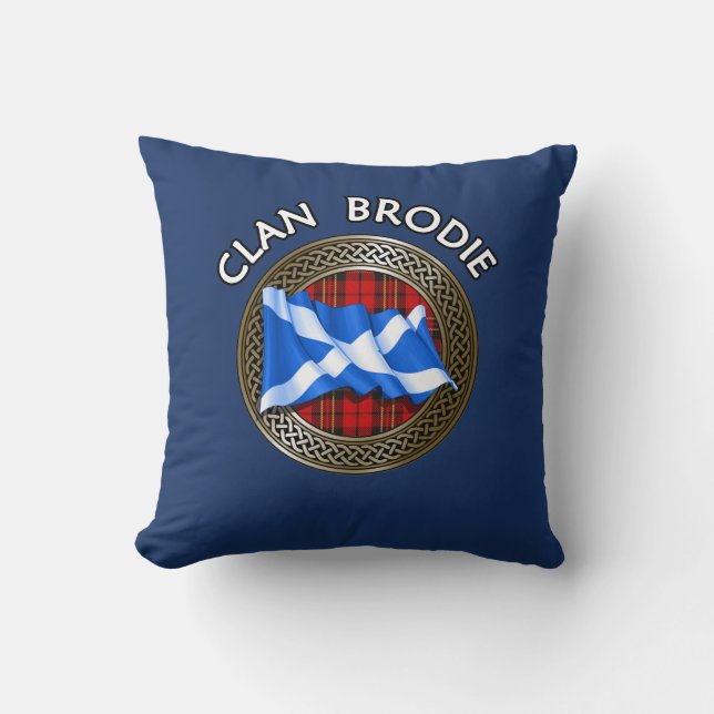 Clan Brodie Tartan Knot & Flag Kissen (Vorderseite)