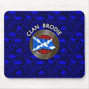 Clan Brodie Tartan Knot & Flag Mousepad