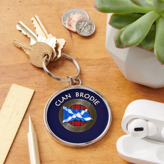 Clan Brodie Tartan Knot & Flag Schlüsselanhänger (Schreibtisch)