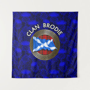 Clan Brodie Tartan Knot & Flagge Wandteppich