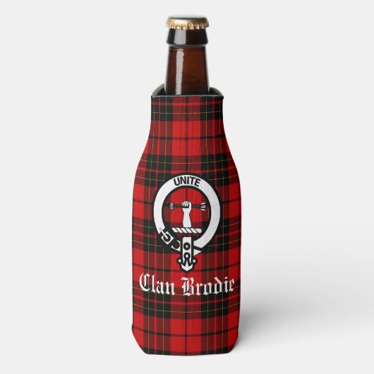 Clan Brodie Wappen Abzeichen und Tartan Flaschenkühler (Flaschenvorderseite)
