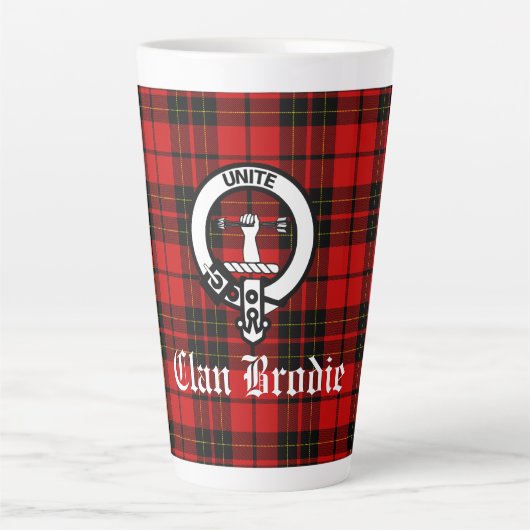 Clan Brodie Wappen Abzeichen und Tartan Milchtasse (Vorderseite)