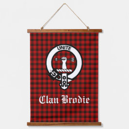 Clan Brodie Wappen Abzeichen und Tartan Wandteppich Mit Holzrahmen