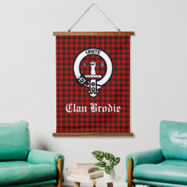 Clan Brodie Wappen Abzeichen und Tartan Wandteppich Mit Holzrahmen
