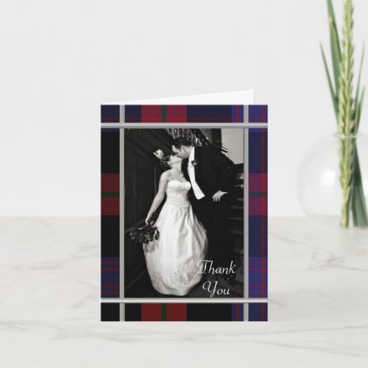 Clan Brown Kariert Foto Danke Karte (Vorderseite)