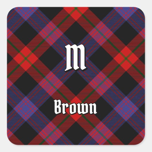 Clan Brown Tartan Quadratischer Aufkleber (Vorderseite)