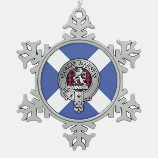 Clan Brown Wappen & Tartan Schneeflocken Zinn-Ornament (Vorderseite)