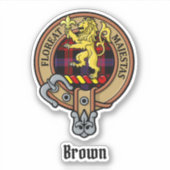 Clan Brown Wappen über Tartan Aufkleber (Vorderseite)