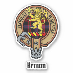 Clan Brown Wappen über Tartan Aufkleber