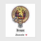 Clan Brown Wappen über Tartan Aufkleber (Blatt)